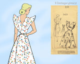 1940s Vintage Fashion Service Sewing Pattern 2423 Misses Back Wrap Pinafore Dress 38 B