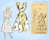 1940s Vintage Fashion Service Sewing Pattern 2423 Misses Back Wrap Pinafore Dress 38 B