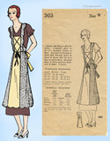 Mail Order 303: 1930s Women's Apron Vintage Sewing Pattern Unusual Tyrolean Design