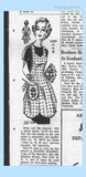 1950s Mail Order Pattern 387-N Misses Farm Kitchen Apron Sz 34 to 38 Bust