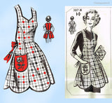 1950s Mail Order Pattern 387-N Misses Farm Kitchen Apron Sz 34 to 38 Bust