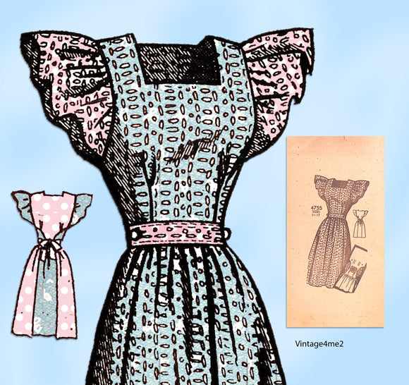 1940s Original Vintage Anne Adams Pattern 4755 Ladies Wrap Dress 35 Bust