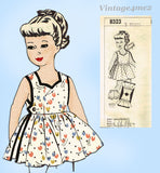 1950s Vintage Mail Order Pattern 8323 Darling Toddler Girls Sun Dress Sz 3
