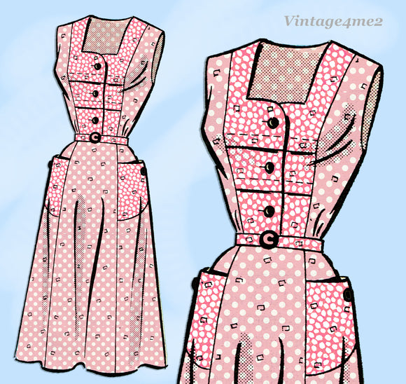 1950s Vintage Marian Martin Sewing Pattern 9014 Uncut Misses Sun Dress Sz 35 B