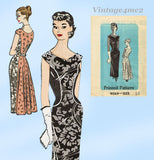 Marian Martin 9069: 1950s Chic Misses Cocktail Dress Sz 34 B Vintage Sewing Pattern