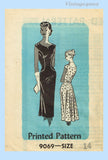 Marian Martin 9069: 1950s Chic Misses Cocktail Dress Sz 34 B Vintage Sewing Pattern