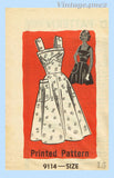 1950s Vintage Marian Martin Sewing Pattern 9114 Chic Misses Sun Dress Sz 36 B