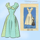 Anne Adams 4699: 1950s Glamorous Misses Cocktail Dress 34B Vintage Sewing Pattern