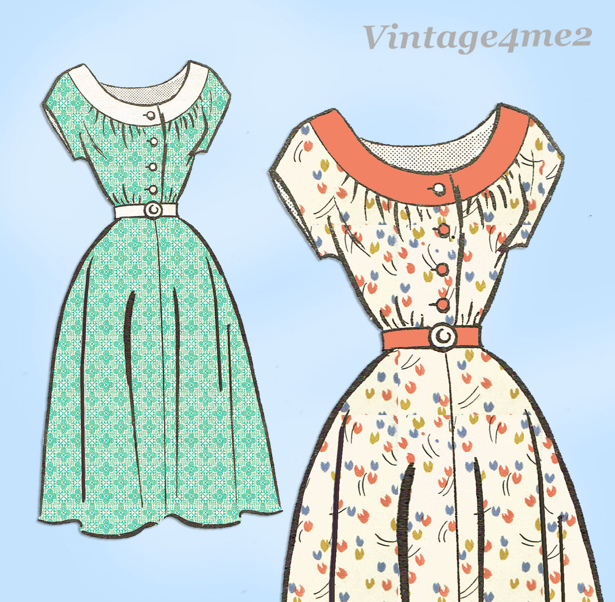 Anne Adams 4712: 1950s Misses Day Dress Sz 38 B Vintage Sewing Pattern –  Vintage4me2