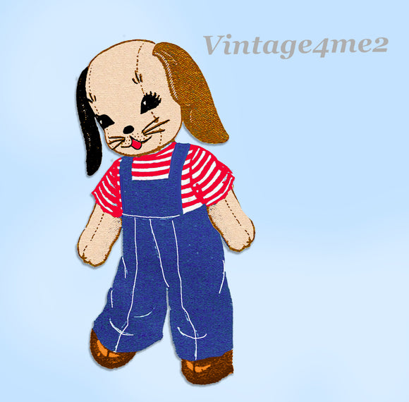 1940s Vintage Alice Brooks Transfer Pattern 7511 Uncut Stuffed Puppy Toy Doll