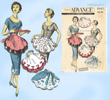 1950s Vintage Advance Sewing Pattern 8462 Darlin Misses Scalloped Cocktail Apron