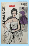 Advance 9693: 1960s Chic Misses Cocktail Dress Sz 36 B Vintage Sewing Pattern