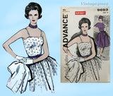 Advance 9693: 1960s Chic Misses Cocktail Dress Sz 36 B Vintage Sewing Pattern
