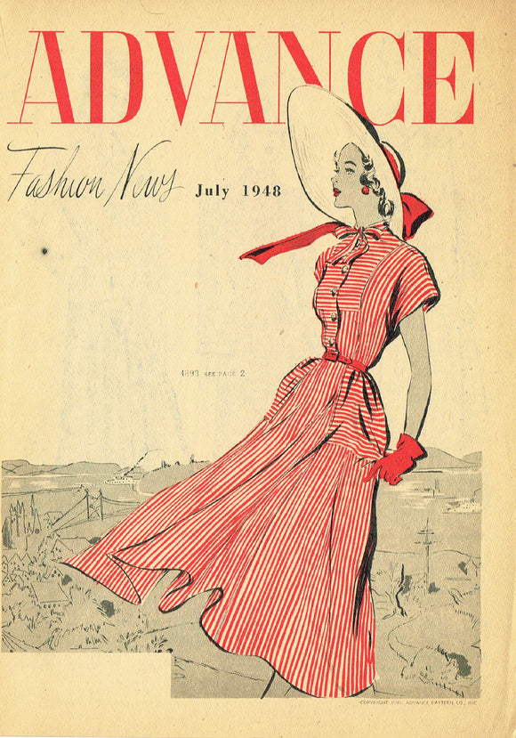 Digital Download Advance Fashion Flyer July 1948 Small 1940s Sewing Pattern Catalog
