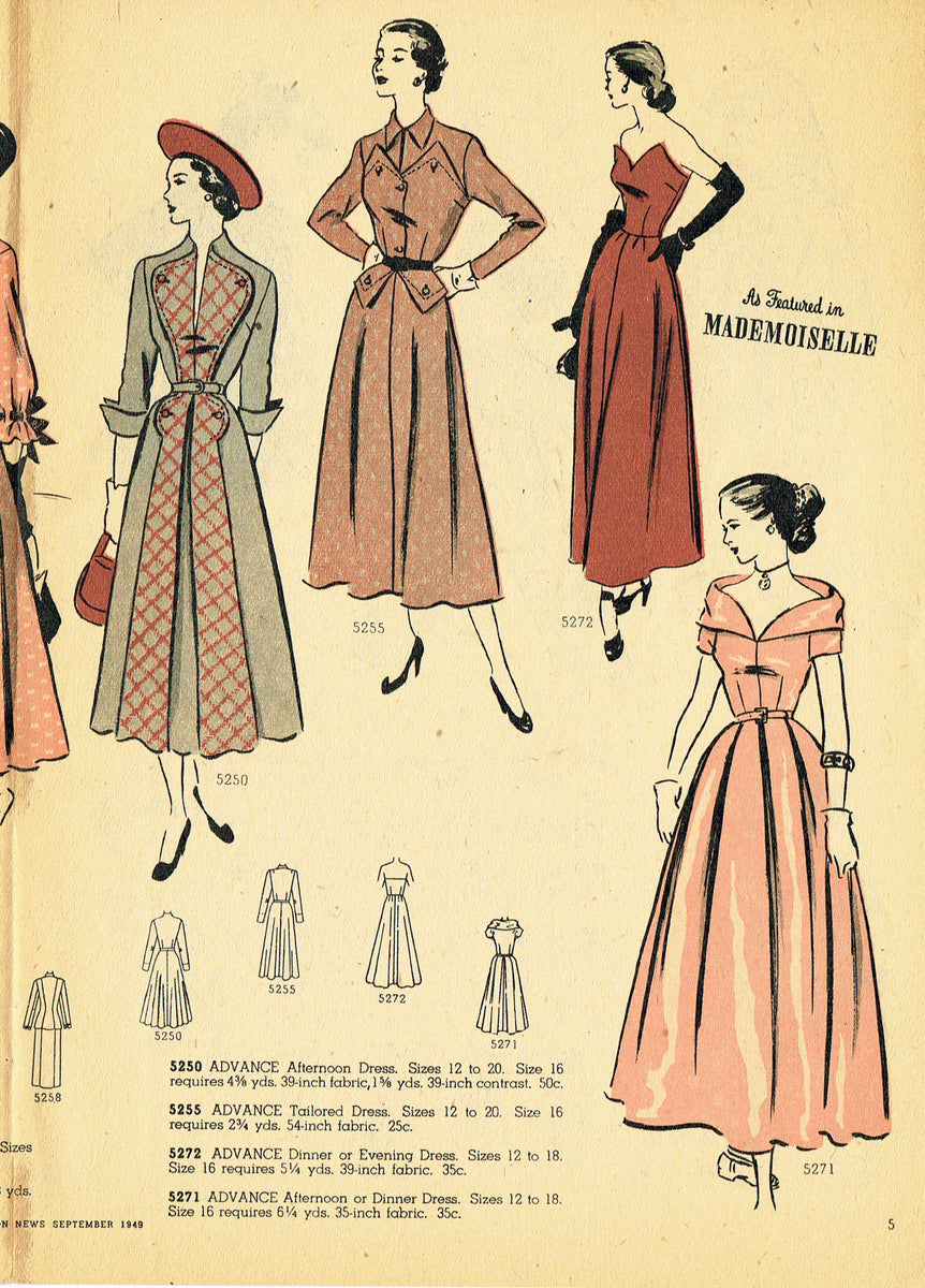Digital Download Advance Fashion September 1949 Sewing Pattern Catalog –  Vintage4me2