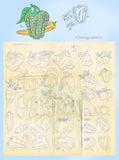 1930s Betty Burton Embroidery Transfer 1917 Applique Veggie Tea Towels Uncut Cute