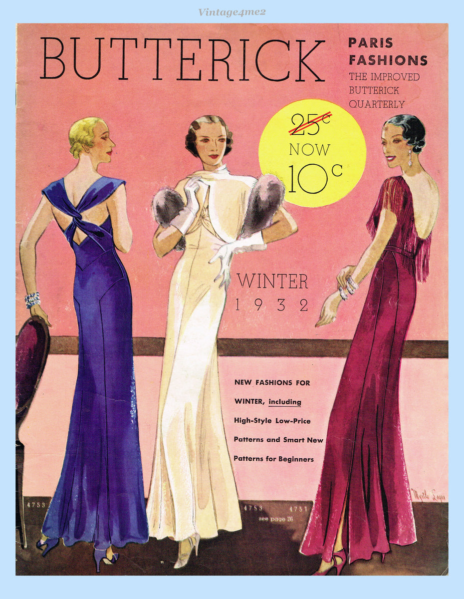 1930s Vintage Butterick Pattern Book Winter 1932 Catalog 40 Pages Pari –  Vintage4me2