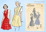 1940s Vintage Butterick Sewing Pattern 4686 Rare Easy Full Bib Apron One Size Fits All
