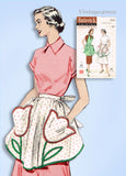 1950s Vintage Butterick Sewing Pattern 5939 Cute Misses Tulip Apron Fits All