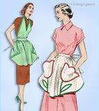 1950s Vintage Butterick Sewing Pattern 5939 Cute Misses Tulip Apron Fits All