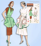 1950s Vintage Butterick Sewing Pattern 5939 Cute Misses Tulip Apron Fits All
