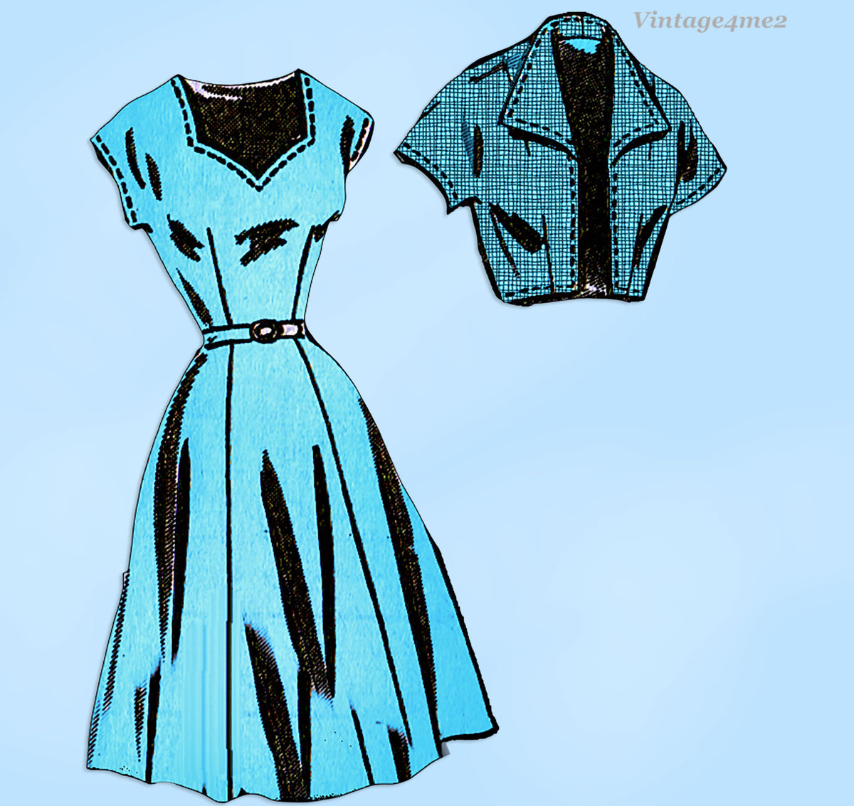 1950s Vintage Clotilde Sewing Pattern 3247 Uncut Misses Dress & Jacket