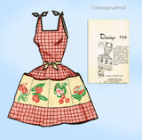 1950s Laura Wheeler 759 Jiffy Wrap Apron Vintage Sewing Pattern w Color Transfer