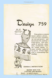 1950s Laura Wheeler 759 Jiffy Wrap Apron Vintage Sewing Pattern w Color Transfer