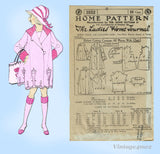 Ladies Home Journal 3552: 1920s Uncut Girls Dressy Coat Vintage Sewing Pattern
