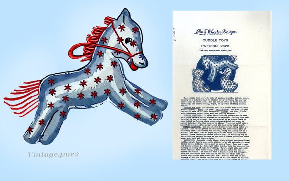 1940s Vintage Laura Wheeler Transfer Pattern 2622 Cuddle Toys Bear Duck Pony ORIGINAL