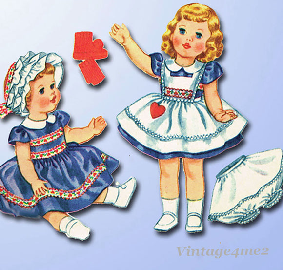 1960s Vintage McCalls Sewing Pattern 2412 28-30 Inch Toddler Girl Doll Clothes