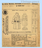 1920s Vintage McCall Sewing Pattern 9715 Uncut Little Girls Winter Coat Sz 8