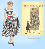 1950s Vintage Marian Martin Sewing Pattern 9343: Cute Misses Day Dress Size 34 B
