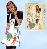 McCall 1251: 1940s Cute Misses Anthro Apron & Potholders Vintage Sewing Pattern