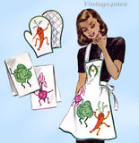 McCall 1251: 1940s Cute Misses Anthro Apron & Potholders Vintage Sewing Pattern