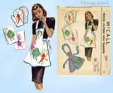 McCall 1251: 1940s Cute Misses Anthro Apron & Potholders Vintage Sewing Pattern