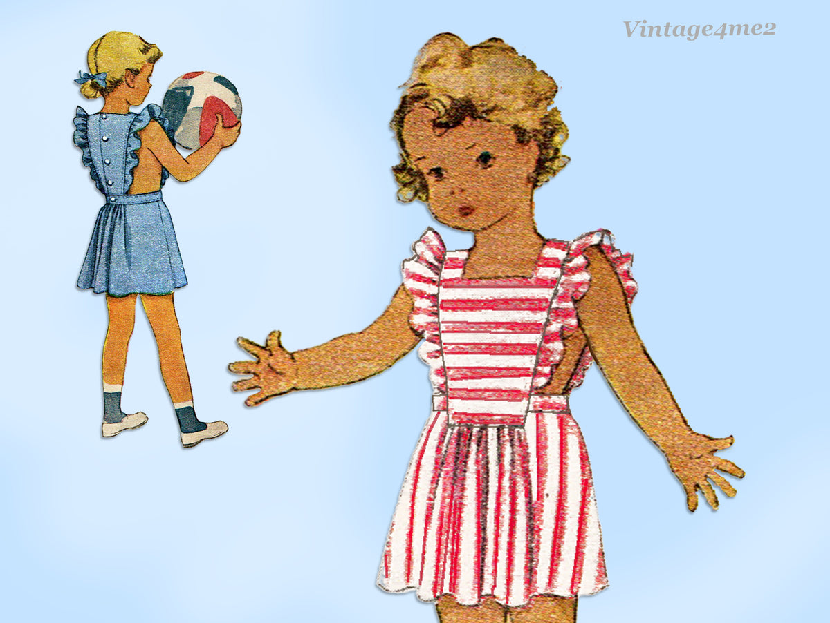 McCall 6462: 1940s Cute Toddler Girls Pinafore Dress Sz2 Vintage