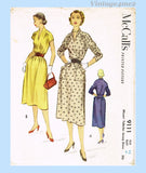 1950s Vintage McCall's Sewing Pattern 9111 Uncut Misses Tubular Jersey Dress 30B