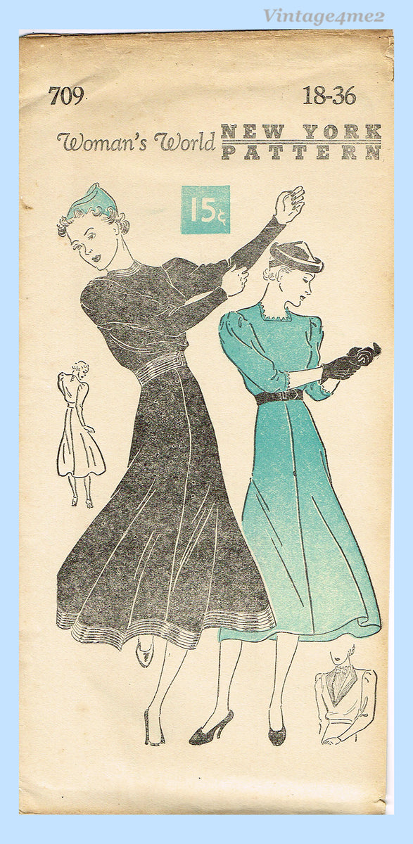 New York 709: 1930s Uncut Misses Swing Dress Vintage Sewing