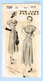 New York 709: 1950s Uncut Misses Street Dress Sz 38 B Vintage Sewing Pattern
