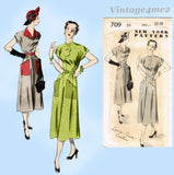 New York 709: 1950s Uncut Misses Street Dress Sz 38 B Vintage Sewing Pattern