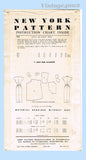 New York 728: 1950s Uncut Misses Designer Dress Sz 36 B Vintage Sewing Pattern