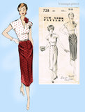 New York 728: 1950s Uncut Misses Designer Dress Sz 36 B Vintage Sewing Pattern