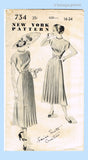 New York 734: 1950s Uncut Misses Designer Dress Sz 34 B Vintage Sewing Pattern