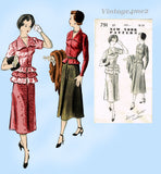 New York 791: 1950s Uncut Misses Designer Dress Sz 36 B Vintage Sewing Pattern