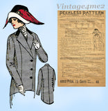 Peerless 6053: 1910s Misses Edwardian Coat Sz 40 B Vintage Sewing Pattern