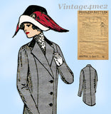 Peerless 6053: 1910s Misses Edwardian Coat Sz 40 B Vintage Sewing Pattern
