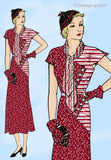Pictorial Review 6022: 1930s Chic Uncut Misses Dress Sz 40 B Vintage Sewing Pattern
