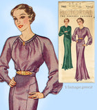 Pictorial Review 7985: 1930s Uncut Misses Evening Gown Sz 37 B Vintage Sewing Pattern