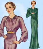 Pictorial Review 7985: 1930s Uncut Misses Evening Gown Sz 37 B Vintage Sewing Pattern